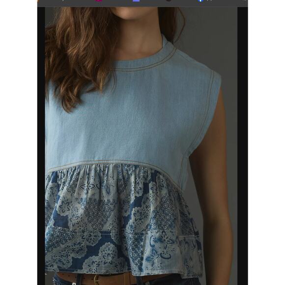 Anthropologie Pilcro Sleeveless Twofer Top - New XL - Picture 3 of 5